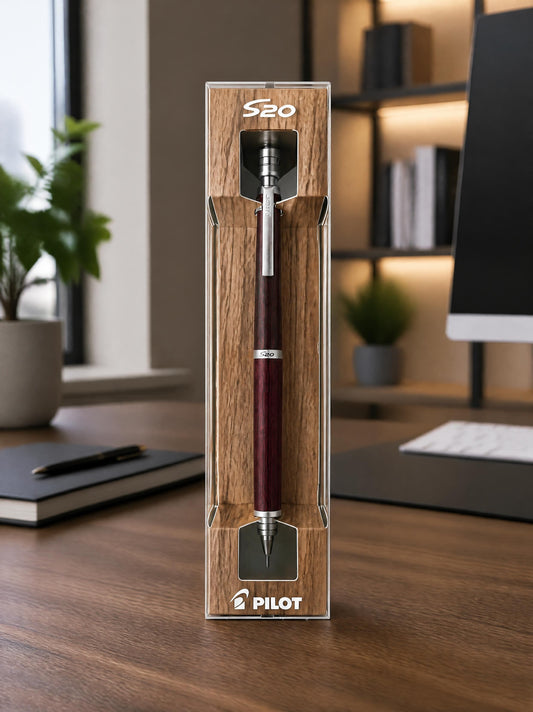 Pilot S20 0.5mm Wooden Mechanical Pencil HPS-2SK-DR5 Japan - Deep Red