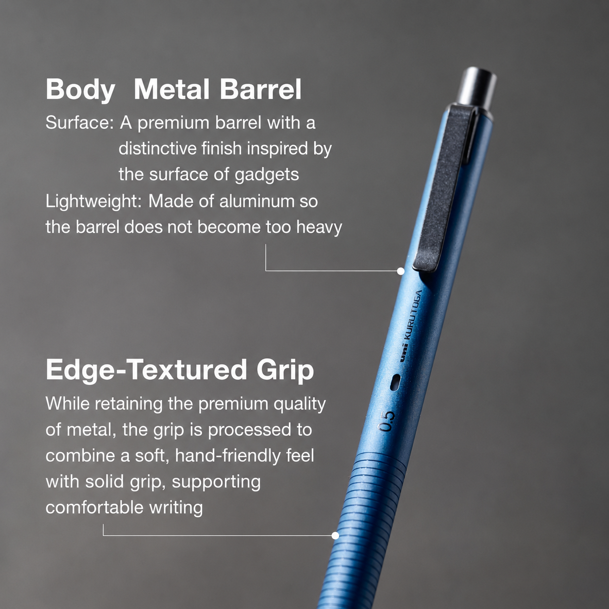 KURUTOGA Metal Mechanical Pencil - Phantom Grey - Made in Japan