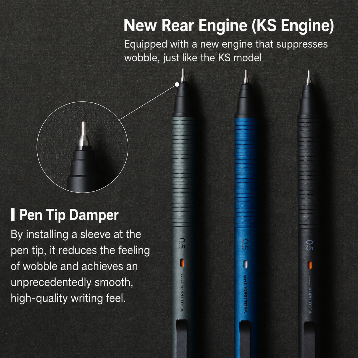 KURUTOGA Metal Mechanical Pencil - Phantom Grey - Made in Japan