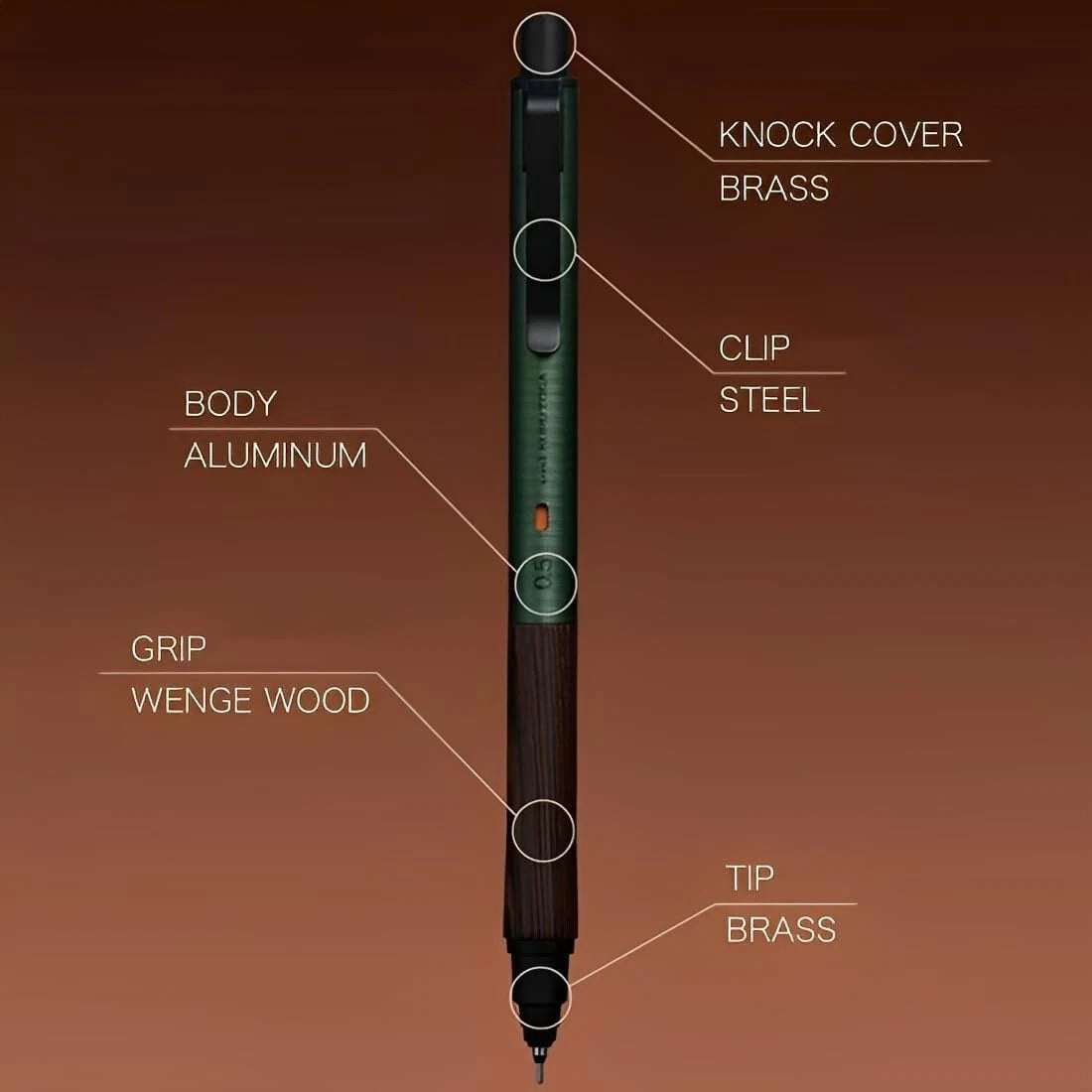 KURUTOGA Wood Mechanical Pencil - Forest Green - Made in Japan